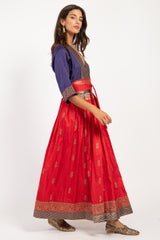 One-Of-A-Kind Sharifa Silk Red & Purple Dress