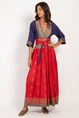 One-Of-A-Kind Sharifa Silk Red & Purple Dress