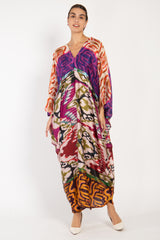 Cartage Silk Muticolor Ikat Kaftan