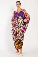 Cartage Silk Muticolor Ikat Kaftan