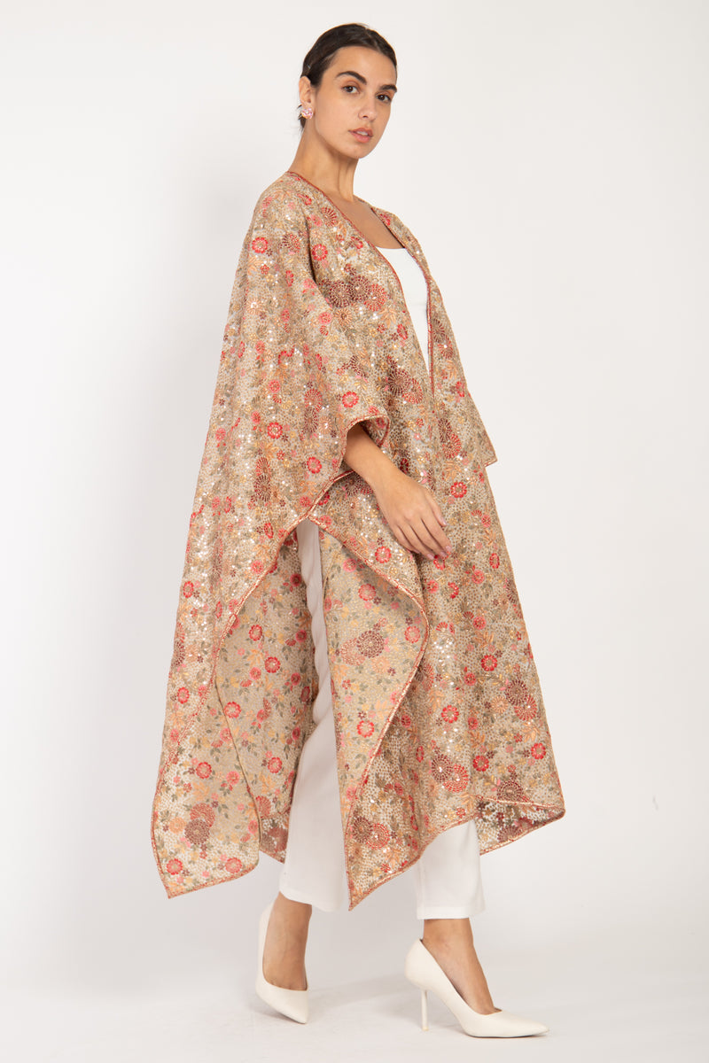 Amira Silk Georgette Embroidered Poncho