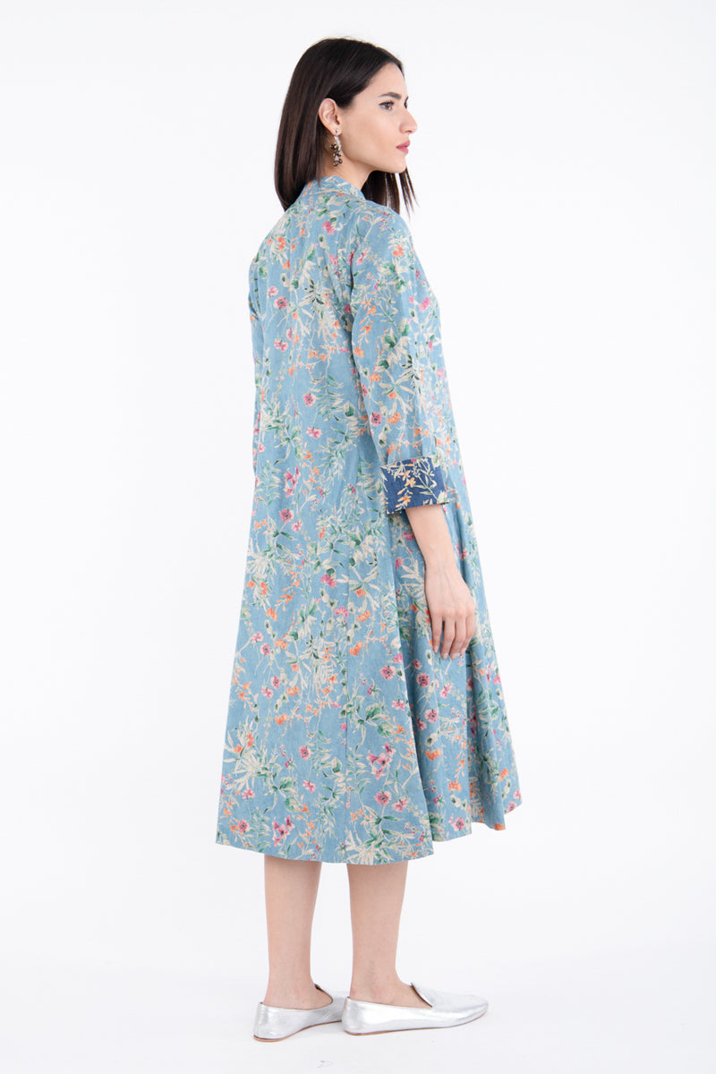 Nusayba Linen & Cotton Light Blue Dress