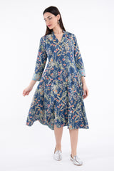 Nusayba Linen & Cotton Navy Dress