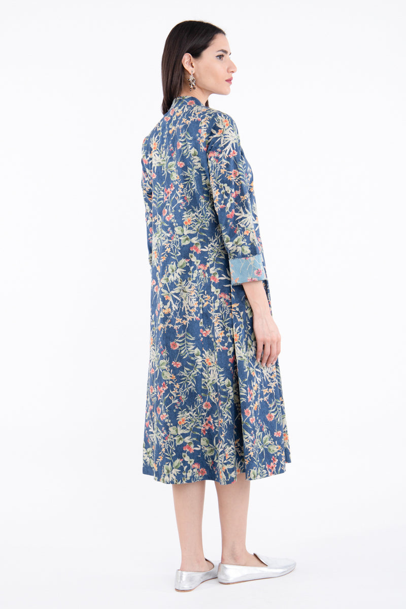 Nusayba Linen & Cotton Navy Dress