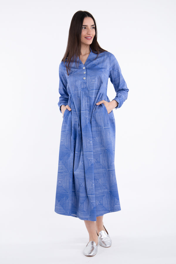Nagham Cotton Printed Blue Dress