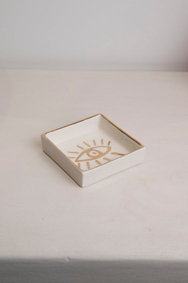 Ceramic Square Plate – Eye Motif