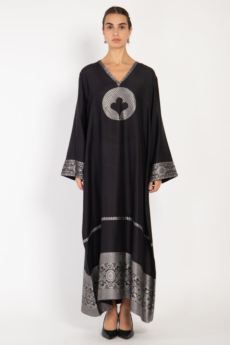 Nilou Silk Black & Silver Dress