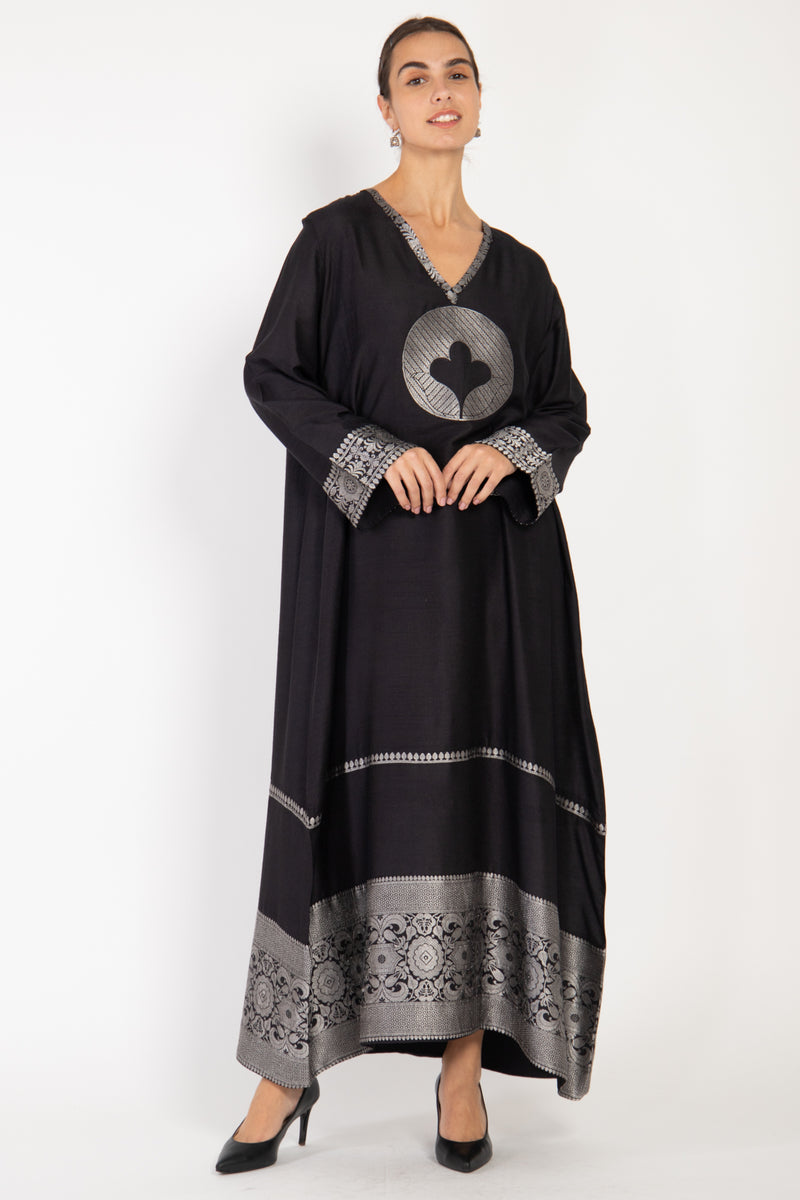 Nilou Silk Black & Silver Dress