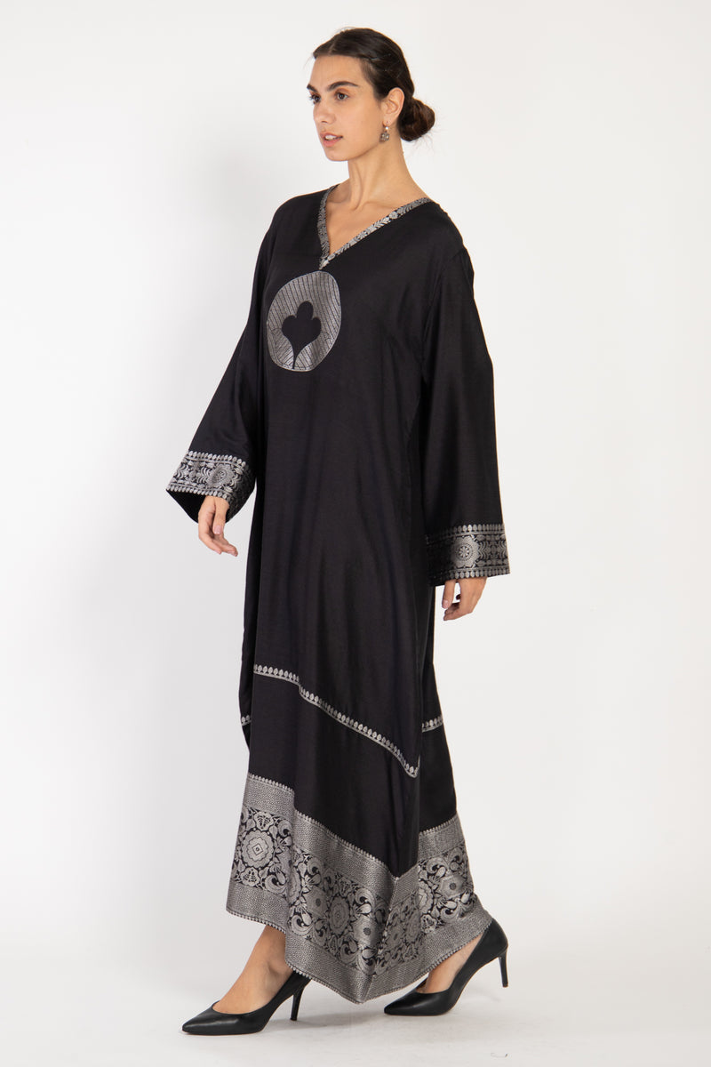 Nilou Silk Black & Silver Dress