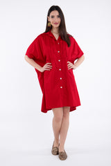 Mada Cotton Glaze Red Shirt Dress