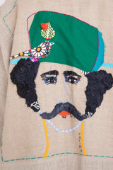 Fatima Linen Bacha Green Hat Embroidered Abaya