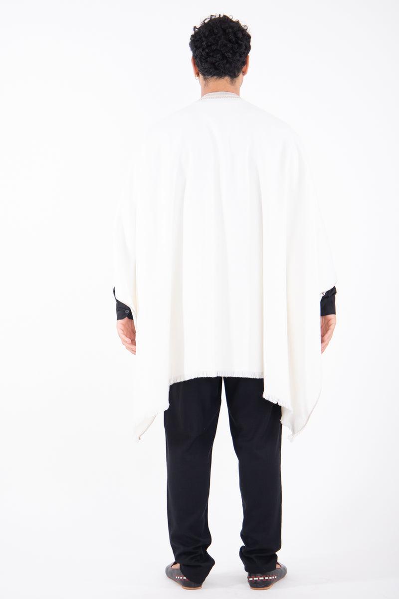 Loro Piana Wool White Poncho