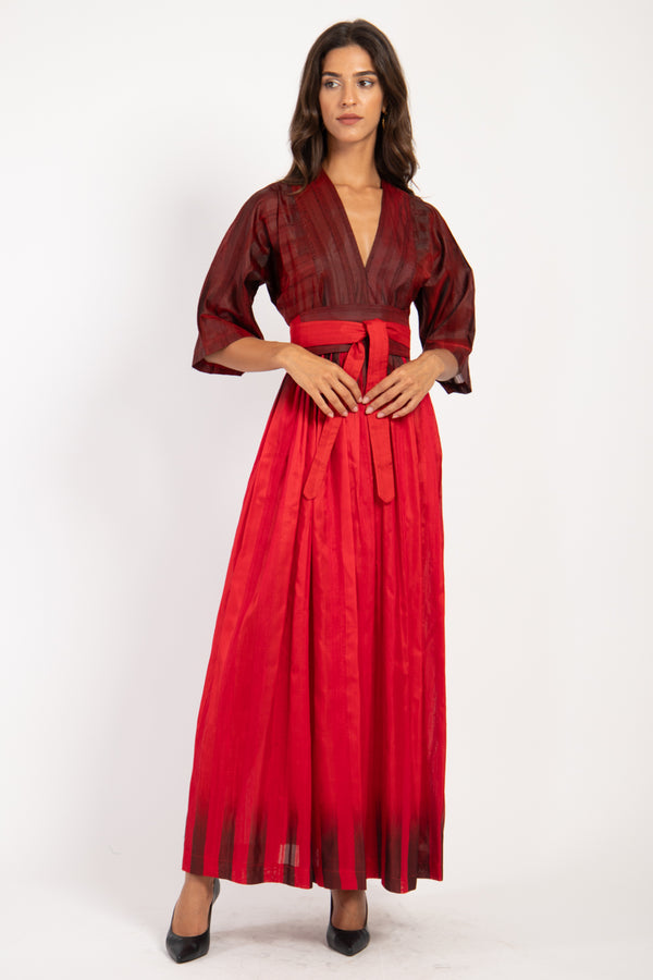 One-Of-A-Kind Sharifa Silk Ombré Red Dress