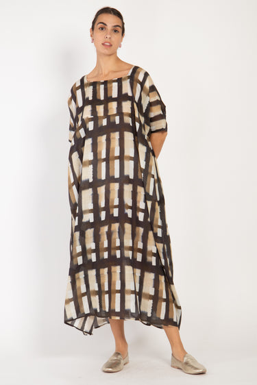 Jomaa Linen Brushstrokes Checks Dress