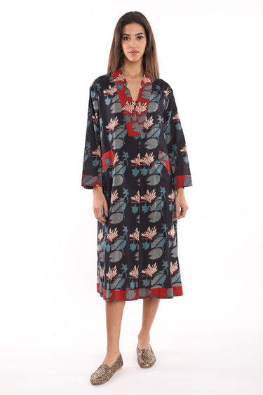 Daria Cotton Red And Black Printed Dress