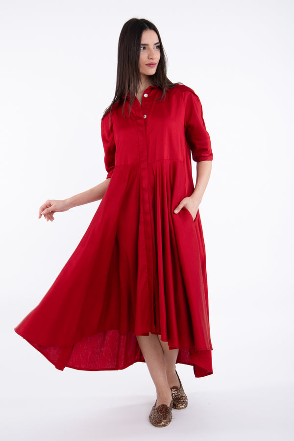 Hana Cotton Red Dress