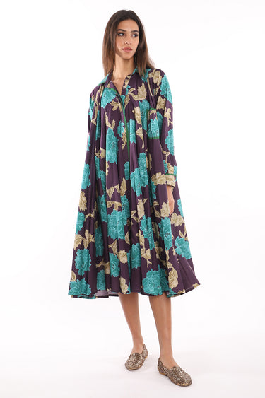 Bahiya Cotton Printed Purple Dress