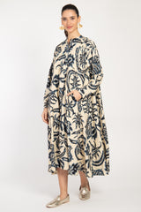 Remy Cotton Printed Blue Dress