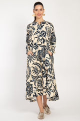 Remy Cotton Printed Blue Dress