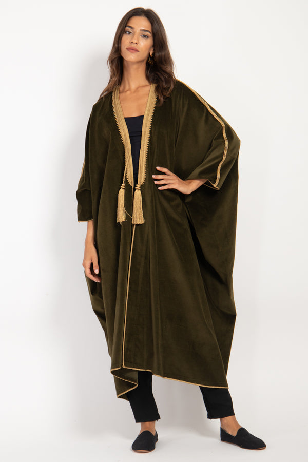 Aida Velvet Olive Green Abaya