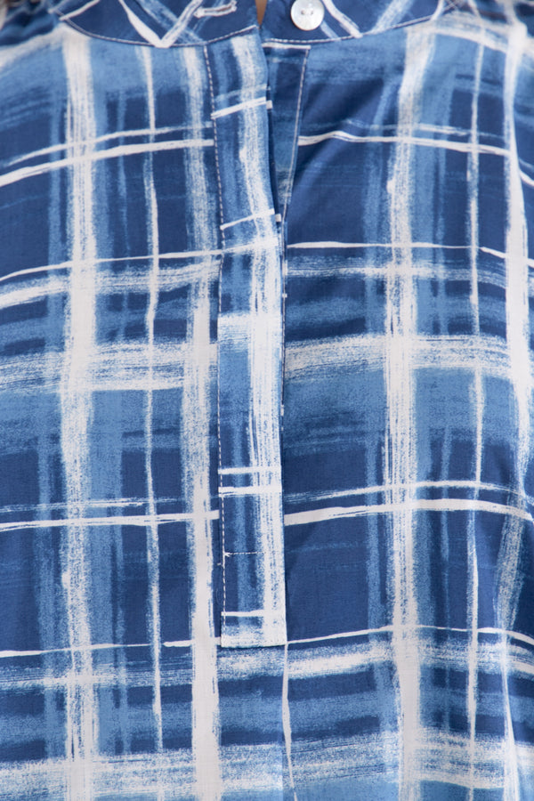 Helen Cotton Printed Blue Shirt