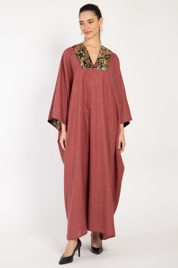 Adan Wool Blend Old Pink Kaftan