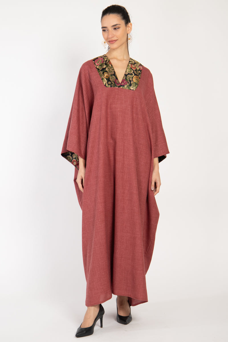 Adan Wool Blend Old Pink Kaftan