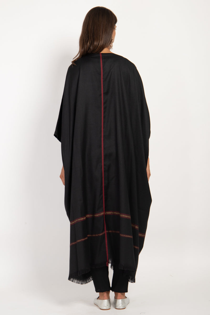 Foulard Wool Black & Red Abaya