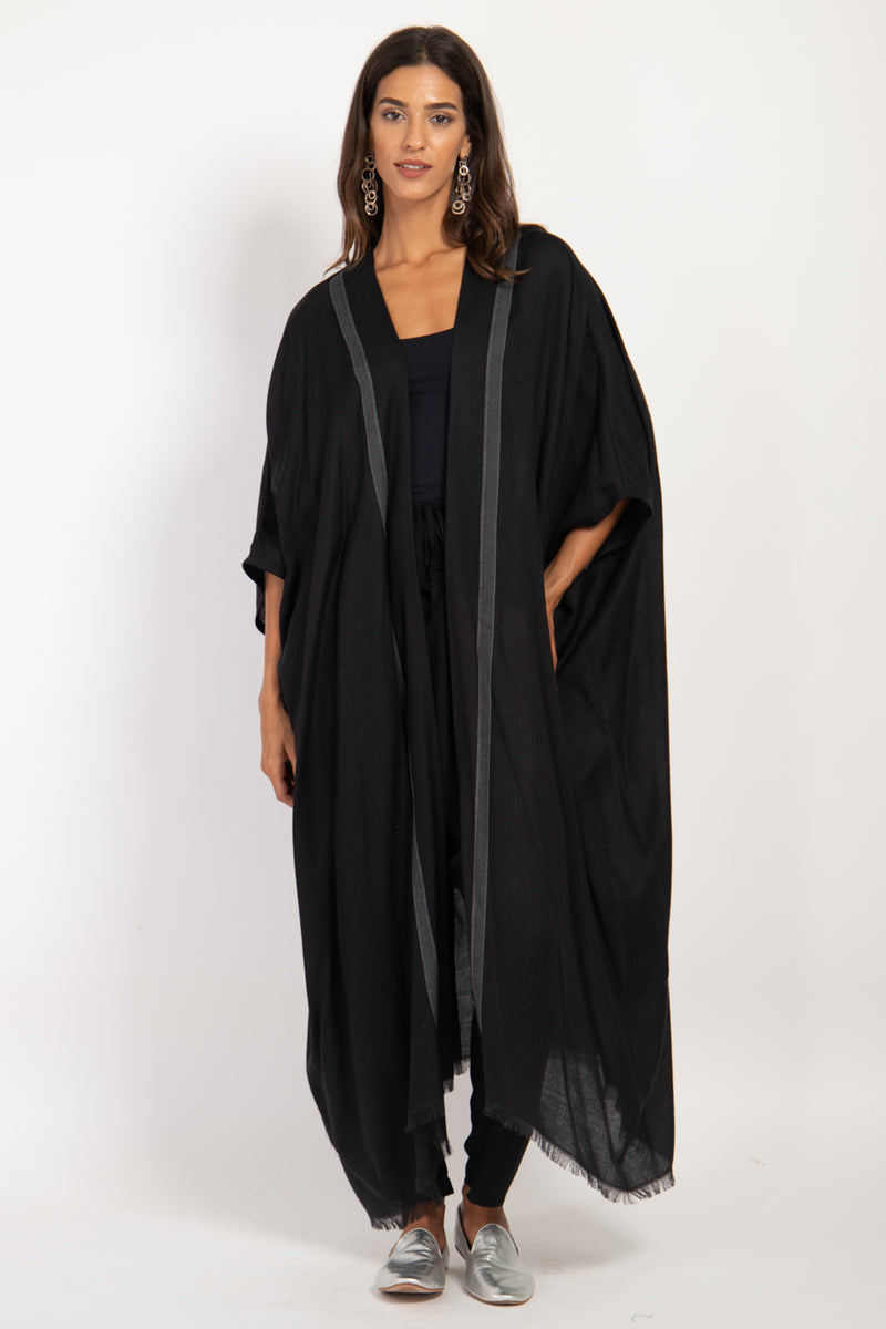 Foulard Wool Black & Grey Abaya