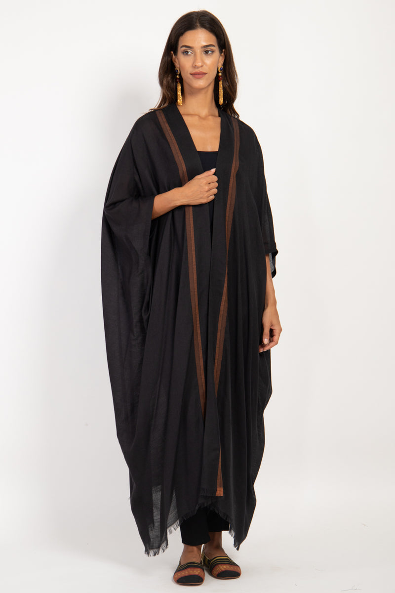 Foulard Wool Black & Brown Abaya