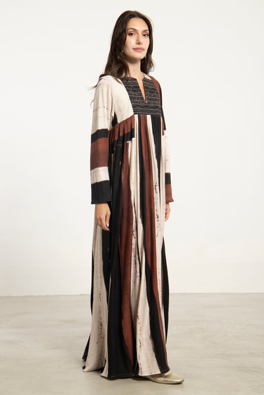 Farida Cotton Dress – Black & Rust