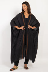 Foulard Wool Black & Brown Abaya