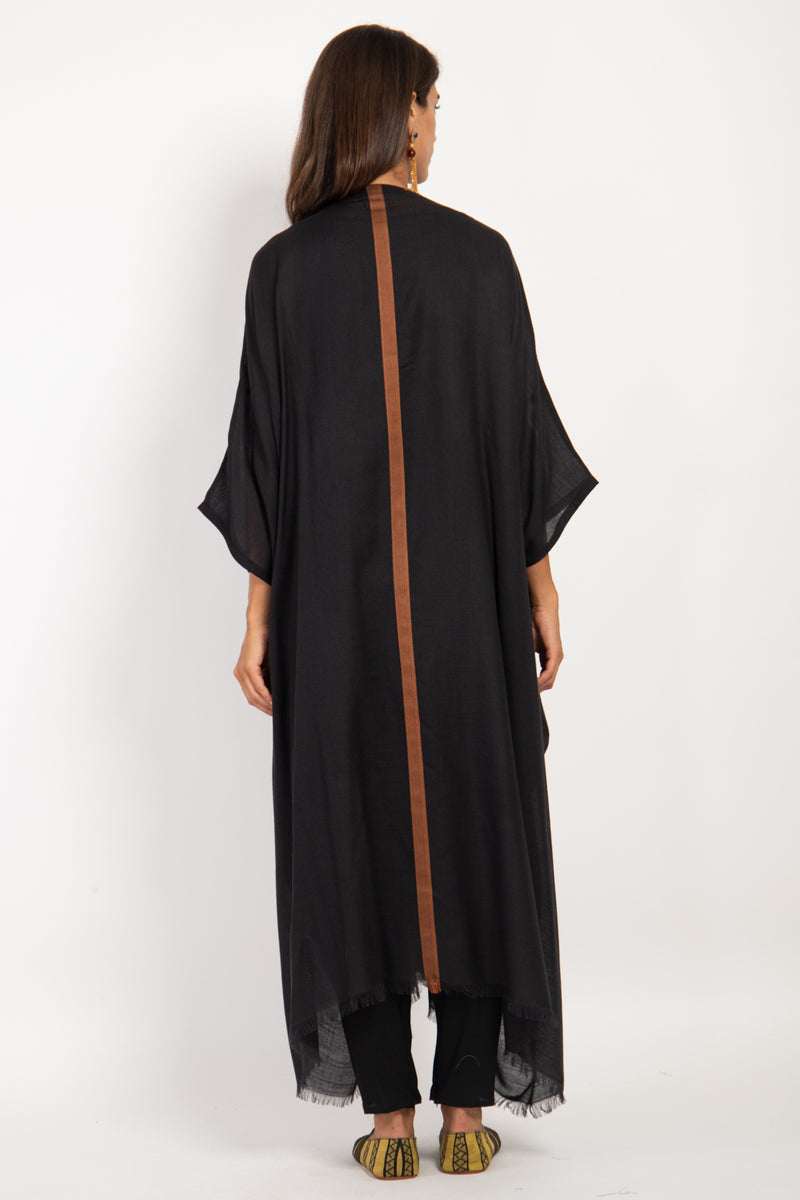 Foulard Wool Black & Brown Abaya