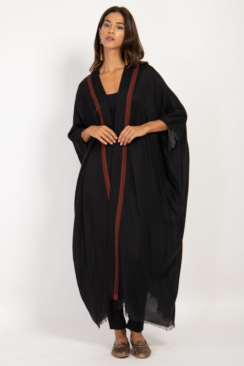 Foulard Wool Black & Red Abaya