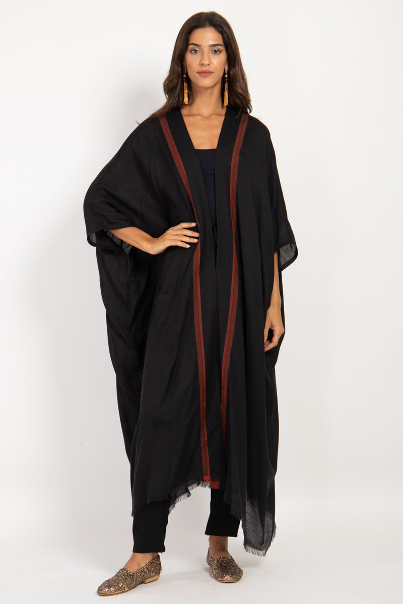 Foulard Wool Black & Red Abaya