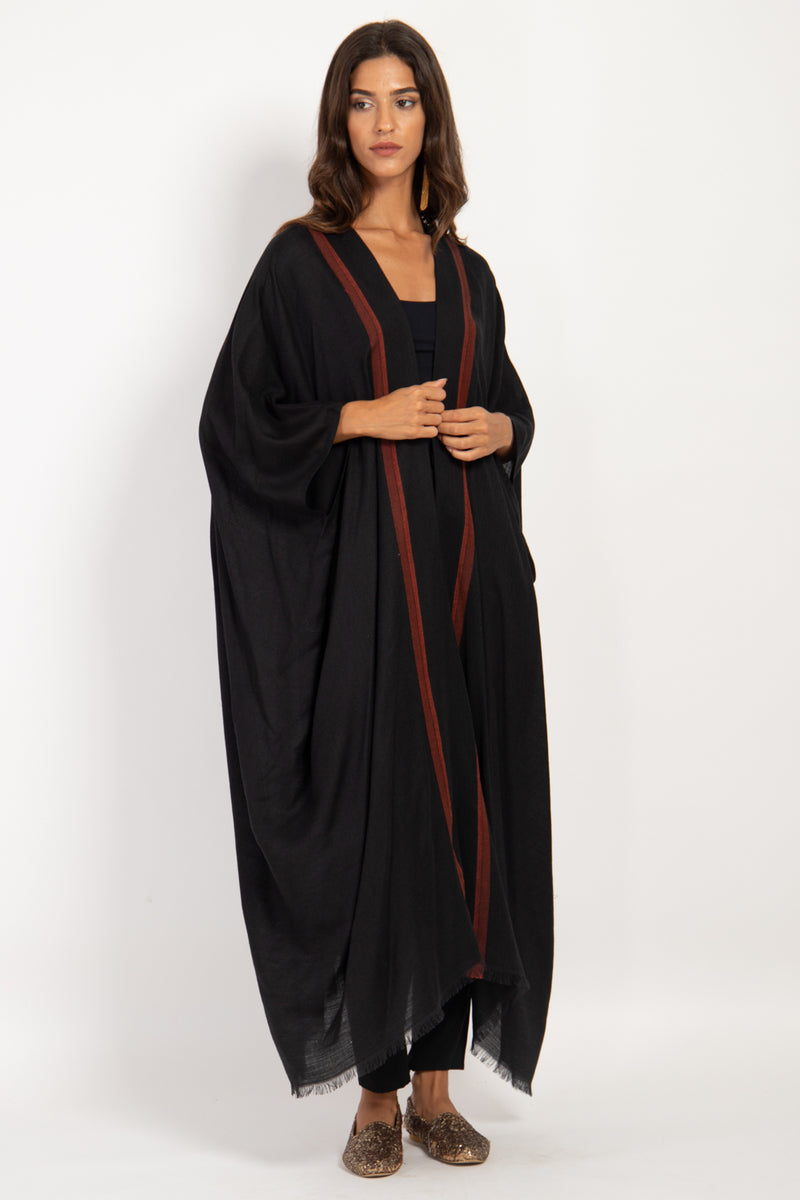 Foulard Wool Black & Red Abaya