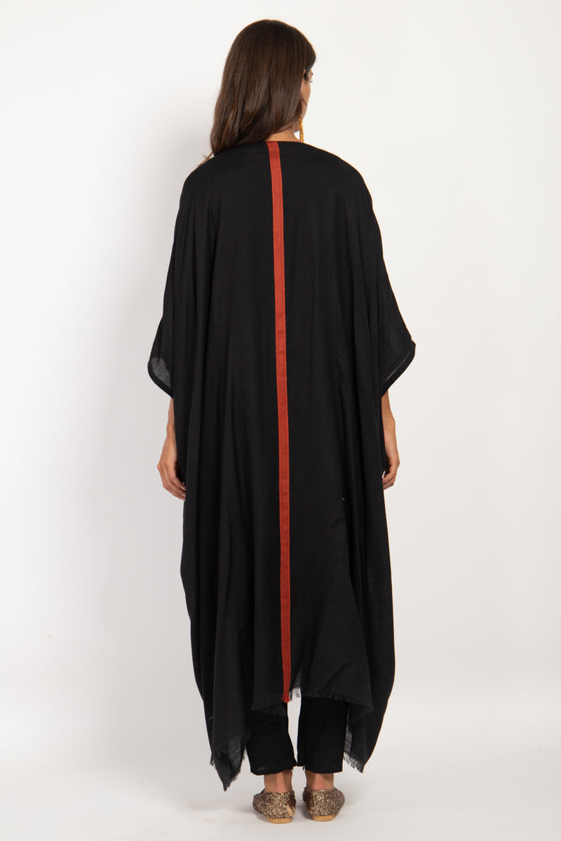 Foulard Wool Black & Red Abaya