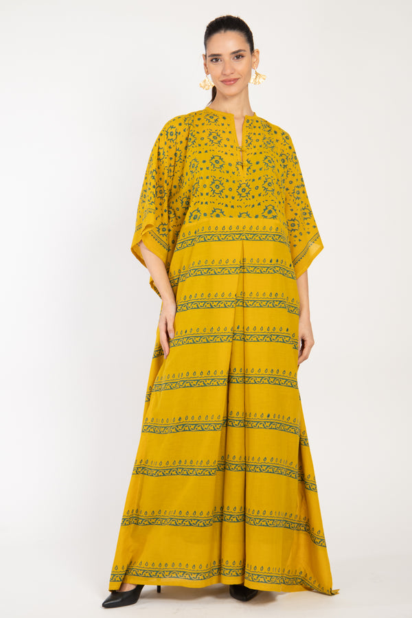 Noujoud Cotton Handloom Yellow Dress