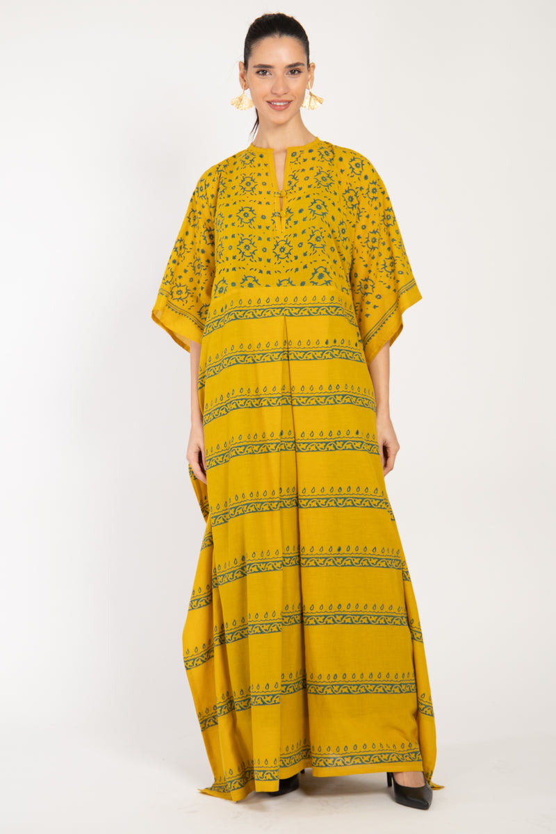 Noujoud Cotton Handloom Yellow Dress