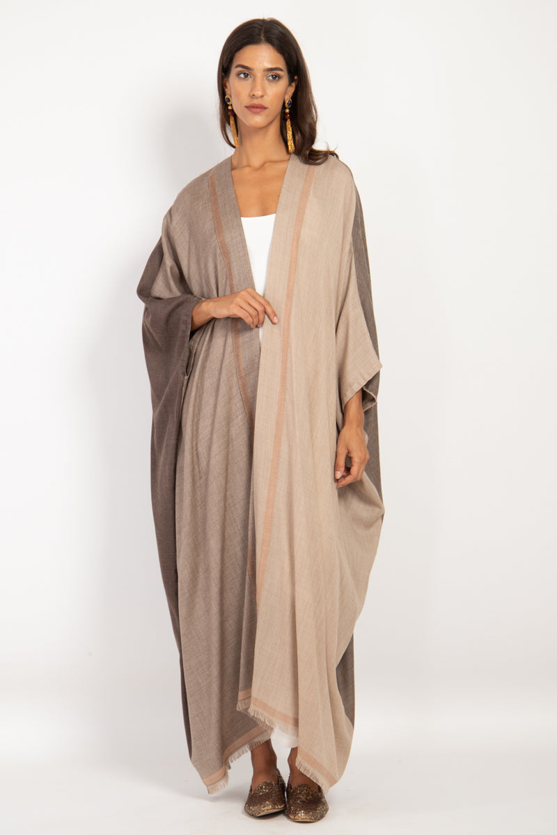 Foulard Wool Brown & Light Brown Abaya