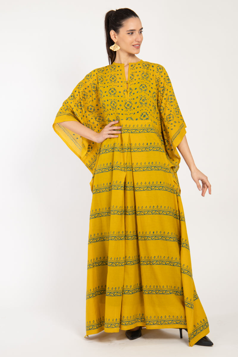 Noujoud Cotton Handloom Yellow Dress