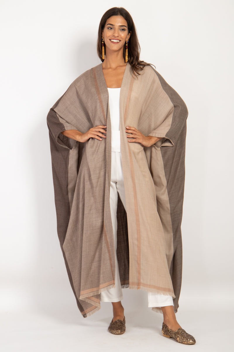 Foulard Wool Brown & Light Brown Abaya