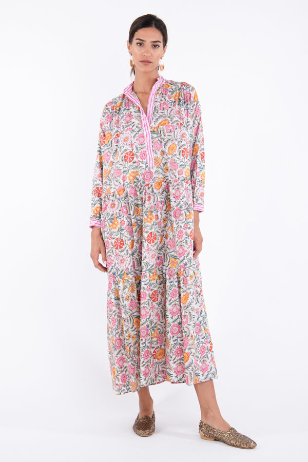 Zeinab Cotton Printed Pink Floral Dress