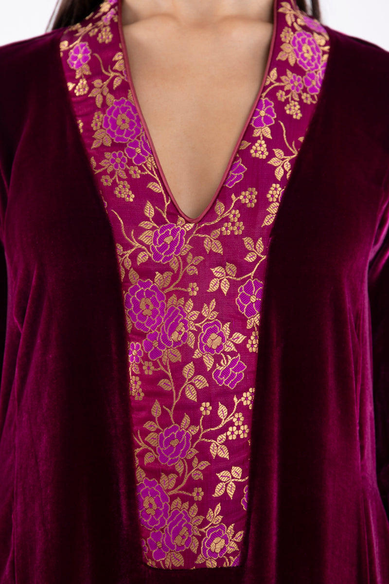 Nahar Velvet Burgundy Dress