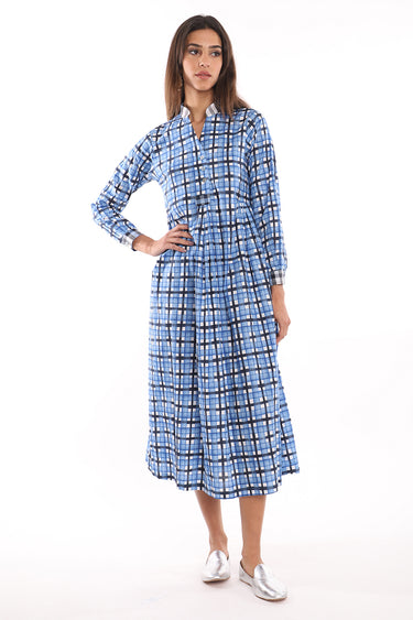 Nagham Cotton Blue Squares Dress