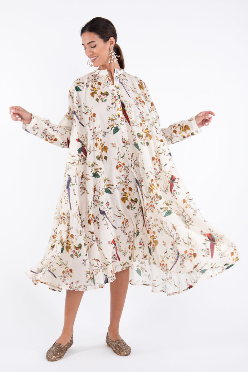 Remy Cotton Printed Birds Dress