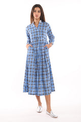 Nagham Cotton Blue Squares Dress