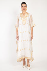 Tamara Handwoven Silk Gold & White Dress