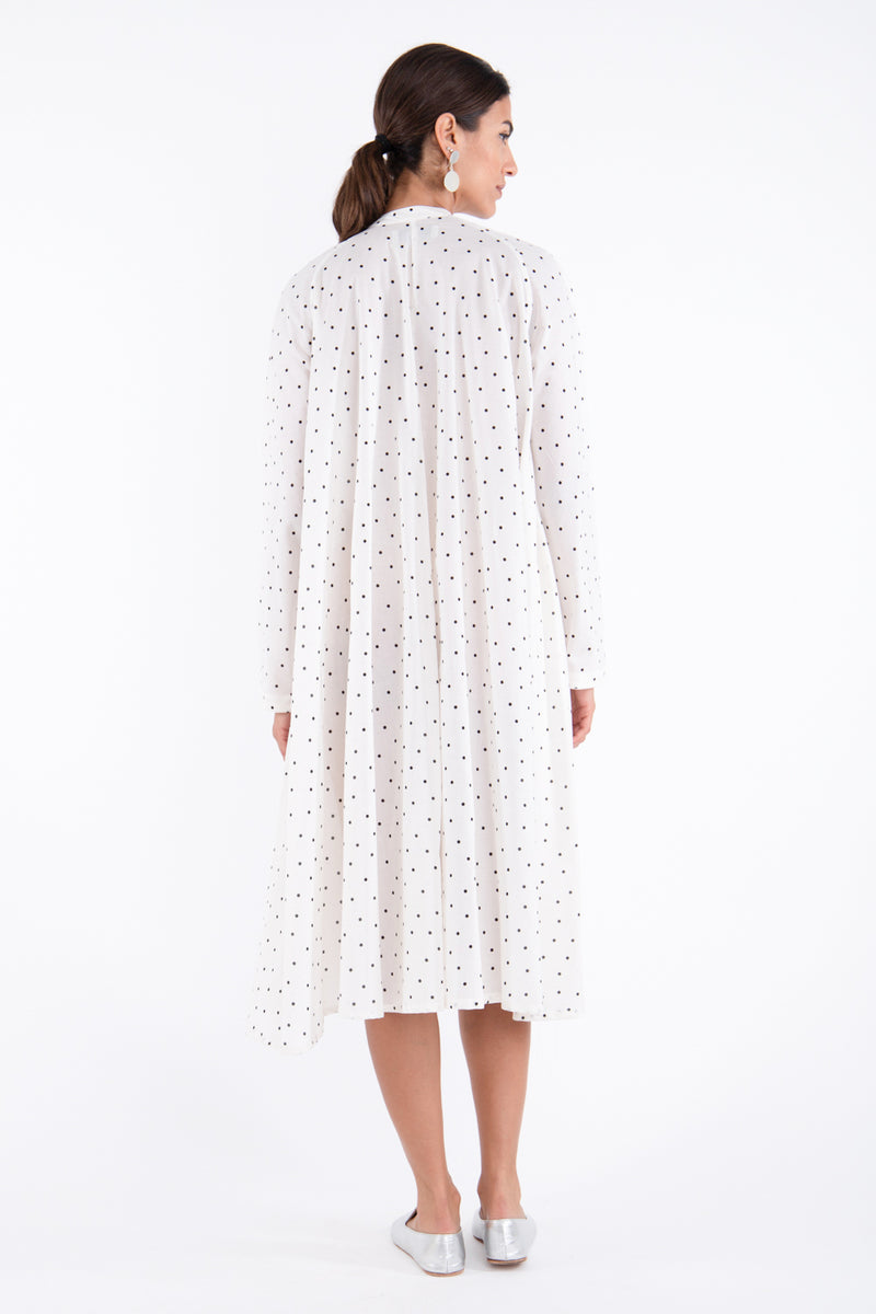 Remy Cotton White Polka Dots Dress