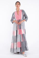 Lila Cotton Striped Pink & Grey Dress